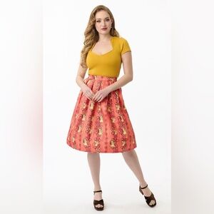 NWT Disney Lilo & Stitch Unique Vintage Swing Skirt Retro Pin-Up Disneybound  Lg